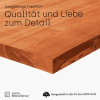 Holzplatte 120x80 cm Natur Esstisch LAMO Manufaktur Tischplatte Massivholz für Schreibtisch LHG-01-A-002-120 