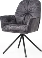 SalesFever Armlehnstuhl mit 360 Grad Drehfunktion | Bezug Vintage Samtvelours | Gestell Metall | B 61 x T 59 x H 90 cm | schwarz