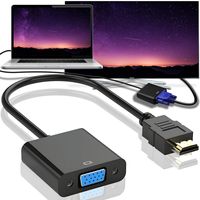 HDMI auf VGA Adapter Konverter Verteiler Aktiv HDTV HDMI Stecker > VGA Buchse 1080p Full HD Video Audio Videokabel Laptop PC Macbook Schwarz Retoo