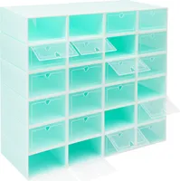 24 Stück Schuhaufbewahrungsbox stapelbarer Schuhregale 33*23*14cm Schuhorganizer (Grün)