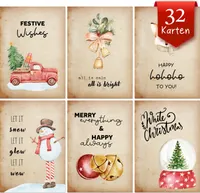AMARI ® Weihnachtskarten (32 Stück) DIN A 6 - Postkarten Set für Weihnachten - Weihnachtspostkarten - Christmas Cards, Weihnachtskarte, Grußkarte