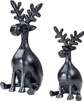 2er Set Rentiere Metall Schwarz Hirsche Deko Tischdeko Weihnachtsdeko Aufsteller