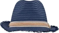 Trendstarker Hut mit modischer Fransenkrempe denim/sand, Gr. L/XL