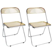 2er Set Klappstuhl Lounge-Sessel Besuchersstuhl PET‌ Bernstein