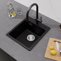 CECIPA Granitspüle Haferflockenfarbe Küchenspüle Granit Einbauspüle Spülbecken Spüle Granit 40*45*20cm