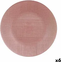 Flacher Teller Vivalto Rosa Glas 32,5 x 2 x 32,5 cm (6 Stück)