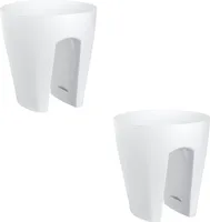 2x Blumentopf für Geländer Blumenkasten Geländerkasten Balkonkiste in weiss