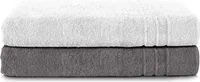 Komfortec 2er Saunatuch Set 70x200 cm aus 100% Baumwolle, XXL-Saunatücher, Sauna Handtuch, Weich, Groß, Frottee, Schnelltrocknend, Anthrazit Grau/Weiß