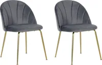 Sidse | Esszimmerstuhl aus grauem Velours, 2er-Pack