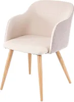 Jídelní židle HWC-D71, židle kuchyňská židle, retro design, područky látka/textil krémovo-béžová