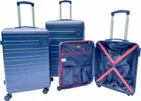 Linder Exclusiv Travel Kofferset 3 stück, Trolley Set Handgepäck und Reisegepäck,Mittel und Großer Koffer Hartschale aus ABS, Vier 360°-Spinner-Rollen, Zahlenschloss, Teleskopgriff, SC1002 Blau
