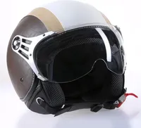 CMX Jet Helma - Přilba na skútr Chap Leather bílá, hnědá, béžová "L