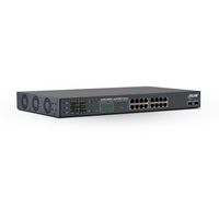 InLine® PoE++ Gigabit Netzwerk Switch 16 Port, 1GBit/s, 2xSFP, 19", Metall, Lüftersteuerung, mit Display, Passwortschutz, 300W