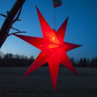 Gwiazda wisząca czerwona LED ALICE 60 cm na baterie na zewnątrz