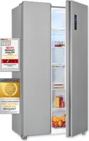 Exquisit Side by Side Kühlschrank, No-Frost, 442 Liter, geringer Geräuschpegel, Alarm, Schnellgefrieren, LED-Display, SBS546-040E inoxlook