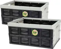 Klappbox 45 Liter schwarz grau - 53 x 39 cm - Universal Faltbox mit Tragegriffen - klappbarer Einkaufs Wäsche Korb