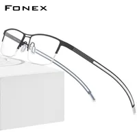 FONEX Acetat Titan Brillengestell Damen Runde Brille Herren Brille