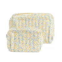 Kosmetická taška Kosmetické pouzdro Kosmetický kufřík ESTIEN Set v květech žlutá 30x10x20cm 20x8x14cm HOMLA