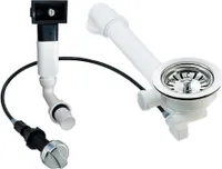 Küchenspülen Ablauf-Set - Drehexcenter 3 1/2 Zoll / 114 mm, Siebkorbventil, Raumsparbogen und rechteckiger Überlauf für Edelstahl-Spülen von Blanco Rieber Teka