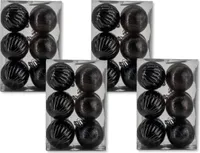 Kunststoff Weihnachtskugel schwarz 4 Sets - 48 Stück Ø 6cm Deko Kugel Christbaumschmuck Mix Matt Gemustert Glänzend