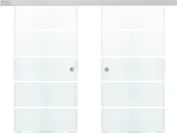 HOME DELUXE - Doppelglasschiebetür SIRENA - Milchglas mit Streifen - 205 x 105 cm, inkl. Gleitschiene und Zubehör I Glastür Wohnungstür Innentür