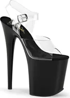FLAMINGO-808 Damen Sandale von Pleaser, Transparent Schwarz , EU 44, US 14
