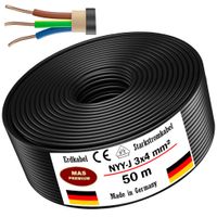 Erdkabel Starkstromkabel 50 m NYY-J 3x4 mm² Elektrokabel
