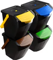 KADAX Recycling-Eimer Set "Loras", Mülleimer mit Deckel, Abfallsammler, 25L, 4 Stück