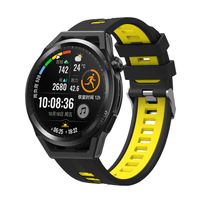 Sport Ersatz Armband für Huawei Watch GT 3 42mm Silikon Band Loop, Farbe:Schwarz Gelb