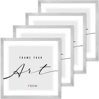 🖼️KNOR®️ Bilderrahmen 30x30 cm Silber, 4er Set Posterrahmen, Bilderrahmen, Fotorahmen, bruchsicheres Acrylglas, Picture Frame 30x30, zum Aufhängen & Aufstellen 🎨Isabella Kollektion