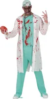 Zombie Arzt Herrenoutfit mit Arztkittel, Oberteil und Hose, Größe: 52 - 54 (L) Farbe: Blau