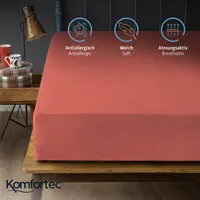 Komfortec Spannbettlaken 160x200 cm, Bettlaken Boxspringbett bis 15cm - 30cm Matratzenhöhe, Puder