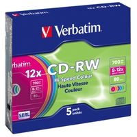 Verbatim CD-RW Colour 12x, Slimcase