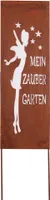 UNUS® Gartenschild Elfe 90x30cm  Rostoptik Metall Spruchtafel Spruchschilder