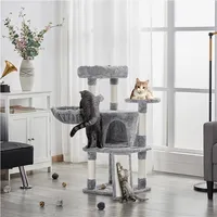 Yaheetech Kratzbaum Kleine Katzenbaum Katzenkratzbaum mit Katzenhöhle Kratzbrett Stabil Katzenhaus für Katzen, Hellgrau