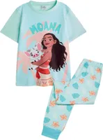 Moana - Schlafanzug mit langer Hose für Mädchen kurzärmlig NS8649 (116) (Blau)