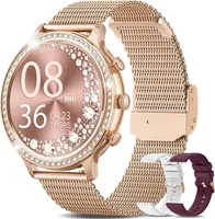 Smartwatch Damen mit Telefonfunktion Fitnessuhr Tracker HD Touchscreen 24/7 Pulsuhr Menstruationszyklus IP68 Wasserdicht Sportuhr,Gold