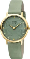 Boccia Uhr Damen 3365-04 Leder, Titan, Gold plattiert, Mint