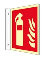 MOEDEL 600236372 Fahnenschild Feuerlöscher ISO 7010, Kunststoff langnachleuchtend, 14,8 x 14,8 cm