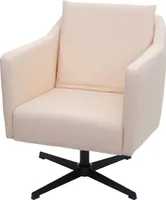 Lounge kreslo HWC-H93b, kreslo koktailové kreslo relaxačné kreslo s podstavcom, otočné ~ Imitácia kože krémovo-béžová
