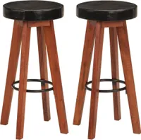 vidaXL Barhocker 2 Stk. Echtleder und Massivholz Akazie