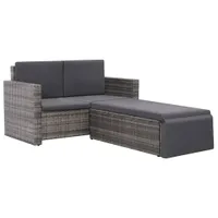 vidaXL 2-tlg. Garten-Lounge-Set mit Auflagen Poly Rattan Grau