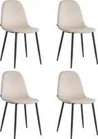 Lina® Napoli Esszimmerstuhl, komfortabler Sitz für Wohnzimmer und Esszimmer, Samtbezug - 4er Set - Creme
