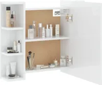 vidaXL Spiegelschrank mit LED Hochglanz-Weiß 70x16,5x60 cm