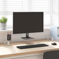 vidaXL Stojan na monitor bílý 100x20x8 cm z tvrzeného skla a kovu