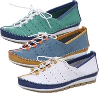 Gemini 382001-01 Schuhe Damen Halbschuhe Slipper Schnürschuhe Leder, Größe:41 EU, Farbe:Blau