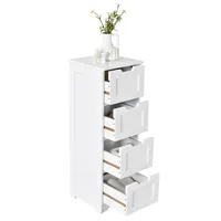 COSTWAY szafka łazienkowa z 4 szufladami, wolnostojąca szafka łazienkowa, szafka łazienkowa midi 30x30x83cm biała