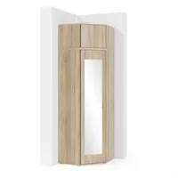Eckschrank "Modulo", Kleiderschrank mit Spiegel und Schrankaufsatz, Sonoma Eiche Matt