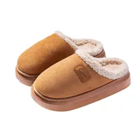 Herren Hausschuhe Winter warme Haus Baumwollschuhe,Anti-Rutsch Lamm Wolle Baumwolle Hausschuhe für Frauen, braun, 38-39