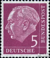 Briefmarken BRD (BR.Deutschland) 1954 Mi 179x w R mit Zählnummer glatte Gummierung postfrisch Heuss